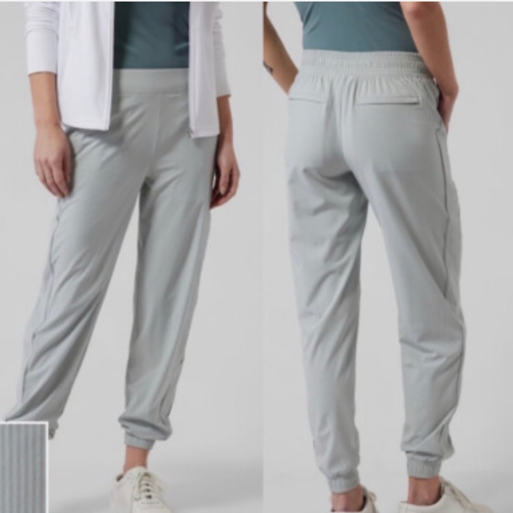 Athleta Brooklyn Textured Jogger Pant In A Gray/Green Striped Color
